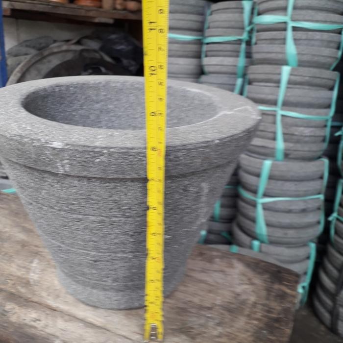 Lumpang Asli Batu Bubutan Mesin 26Cm + Tumbukan