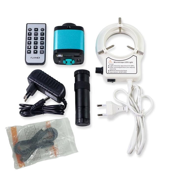 Kamera Mikroskop Industrial Digital 48MP 1080P 130X mikroskop laboratorium kaca pembesar untuk