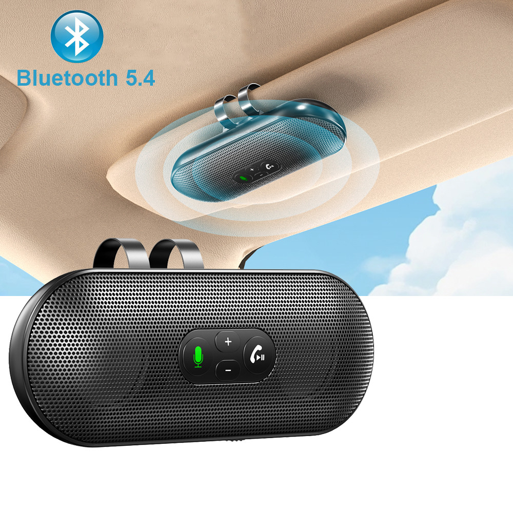 V5.4 Speaker Handsfree Car Kit Sun Visor Clip Wireless Audio Receiver Bluetooth 5.4 Speaker