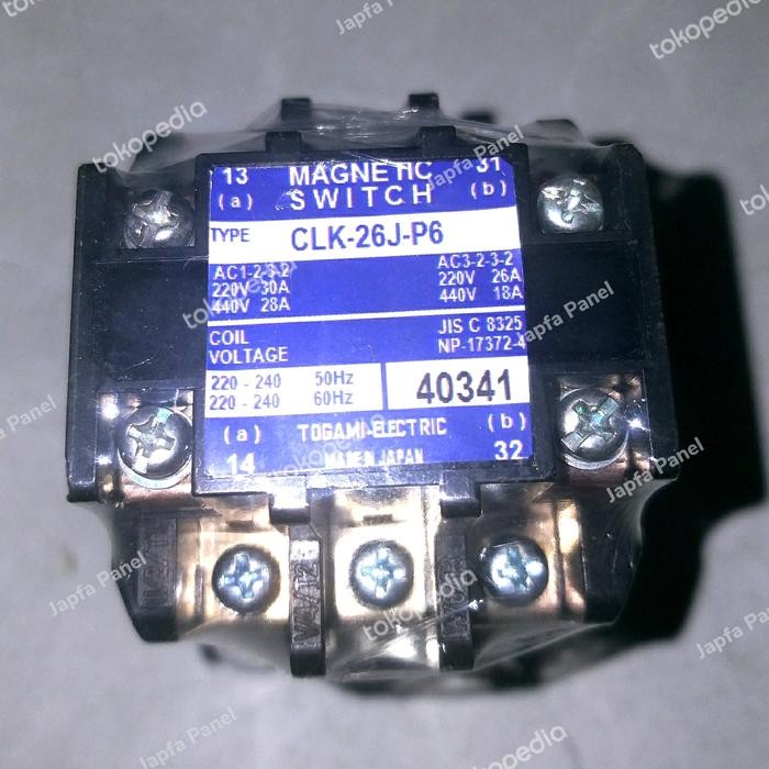 Diskon Contactor Kontaktor Ac Togami Clk-26J-P6 220-240Vac Original Japan