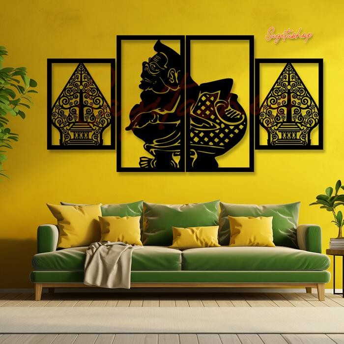 Dekorasi Dinding Pajangan Ruang tamu WAYANG SEMAR Dekorasi vintage laser cut minimalis