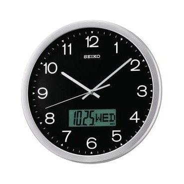 Seiko Wall Clock QXL007A Black Case LCD Calendar / Jam Dinding QXL007