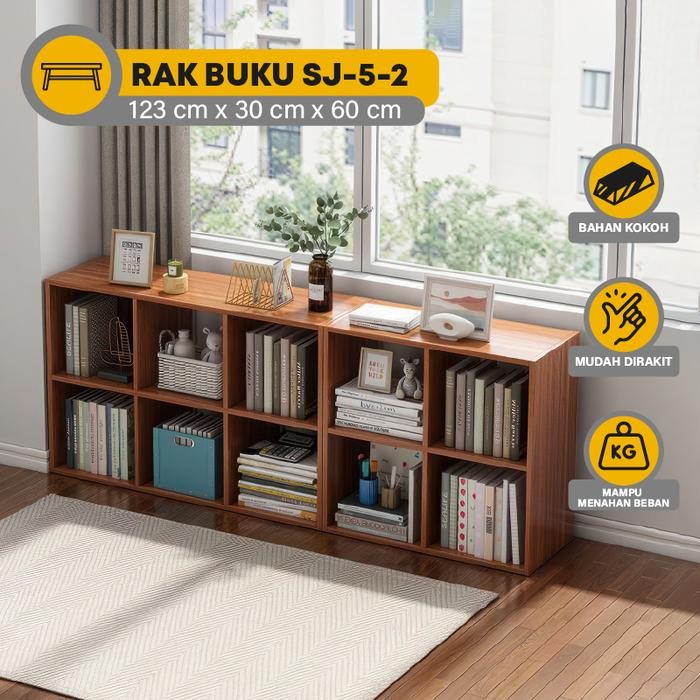 PREMIUM Gudang DTG SJ-5 Rak Kayu Serbaguna Lemari Buku Pajangan Penyimpanan Buku Minimalis Rak Cubic