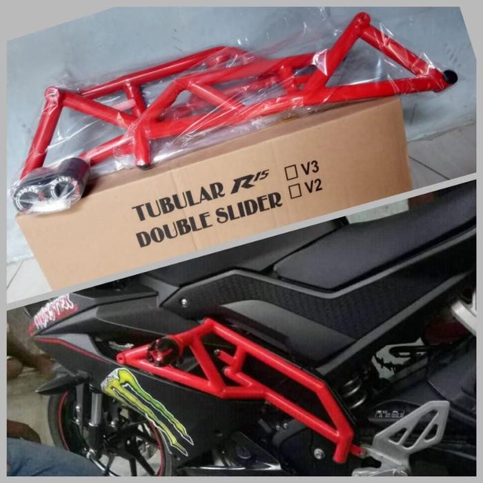 PREMIUM crashbar yamaha r15 v3 dan r15 v4 plus jalu frame slider