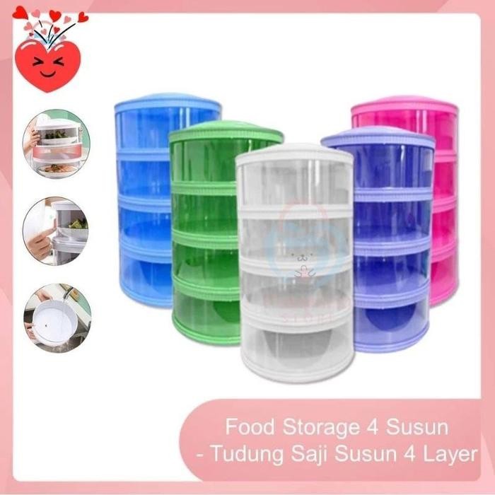 PREMIUM TUDUNG SAJI SUSUN RAK MAKANAN 4 SUSUN FOOD COVER TAHAN PANAS