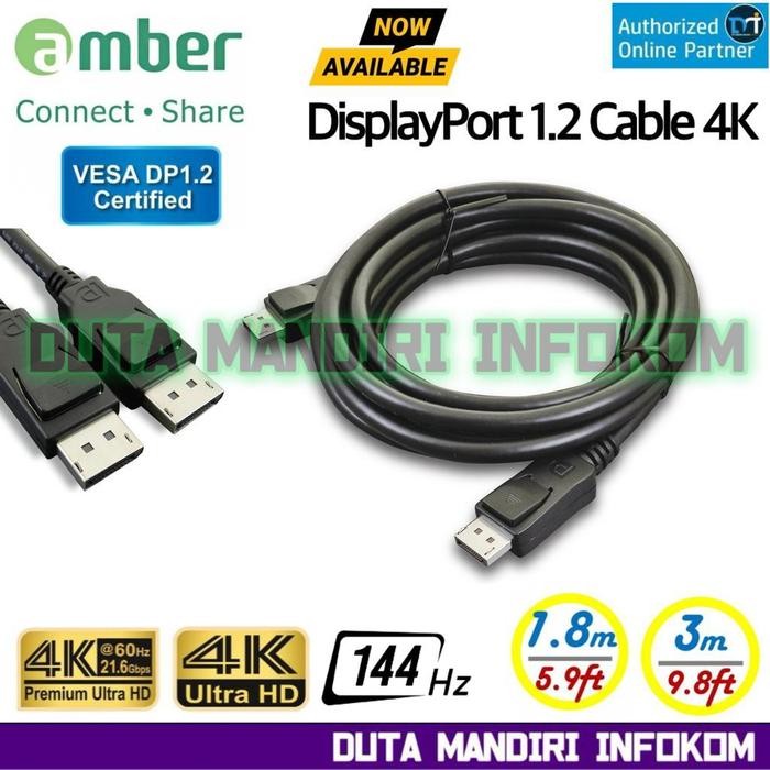 Terbaru Amber Cable Display Port 1.2 Dpc-218 I Dpc-230 - 4K 144Hz Displayport