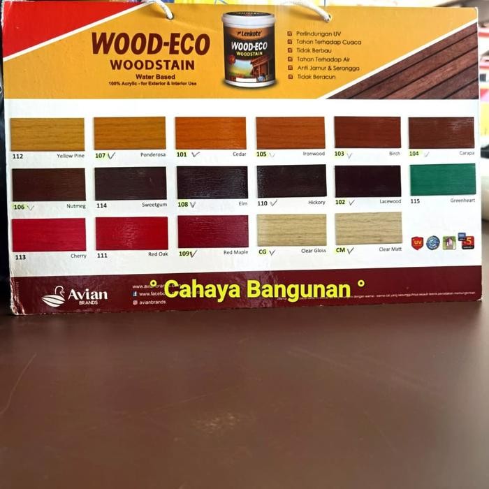 LENKOTE POLITUR WOODSTAIN VERNIS KAYU WOOD STAIN ECO 1 LT LITER AVIAN