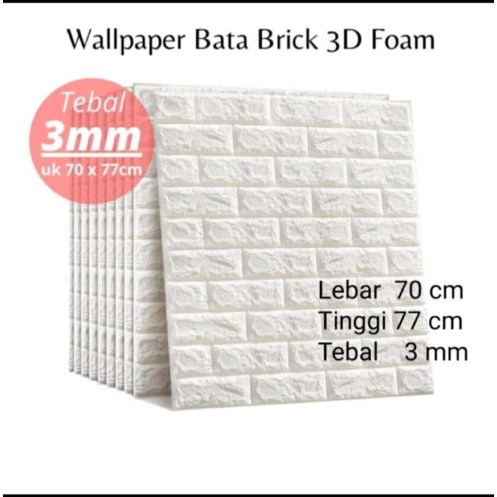 Paket 10 Pcs Wallpaper Dinding 3D Foam Bata 70Cm X 77Cm