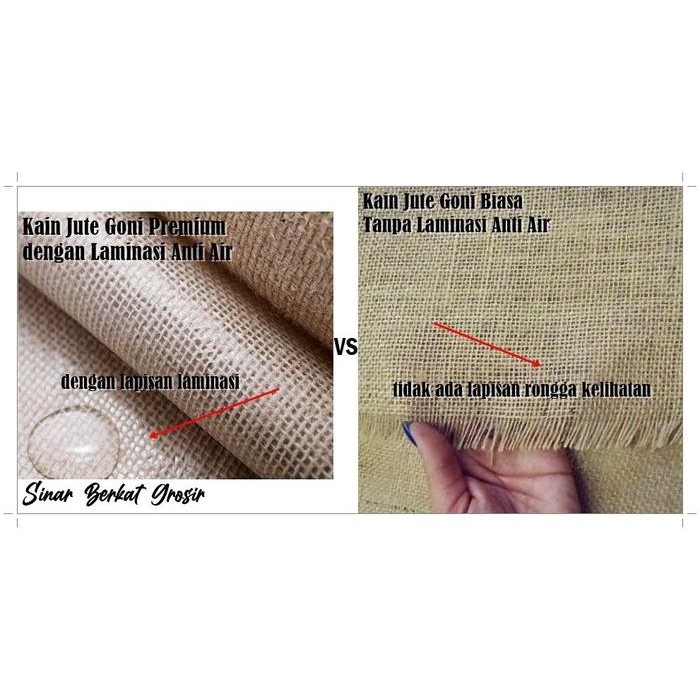 

KAIN NATURAL JUTE GONI PREMIUM LAMINASI ANTI AIR LEBAR 150CM 400GSM