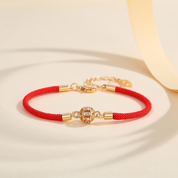 Y018Gelang Tali Titanium Wanita Lapis Emas Fashion Aksesoris