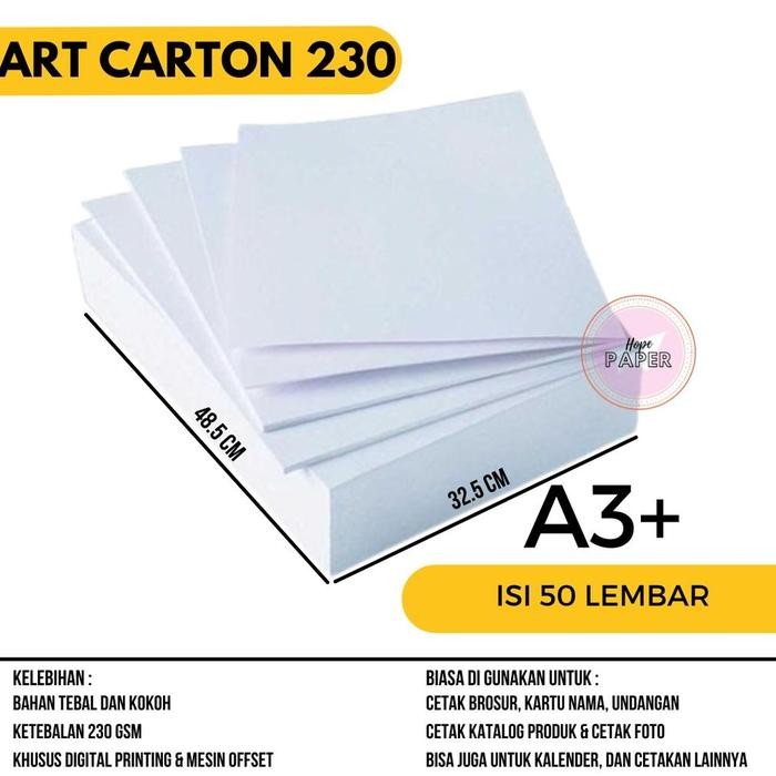 

Art Carton A3 Plus 230 gsm isi 50 lembar / Kertas Art Karton A3 Plus