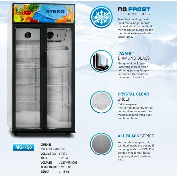 Steko Showcase 2 Pintu MG-750 / MG750 / MG 750 - No Frost Kode 843