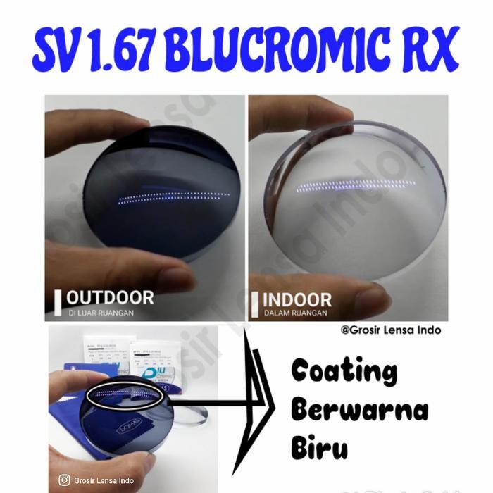 Lensa kacamata SV 1.67 BLUCROMIC HMC BLUEGARD RX by DOMAS