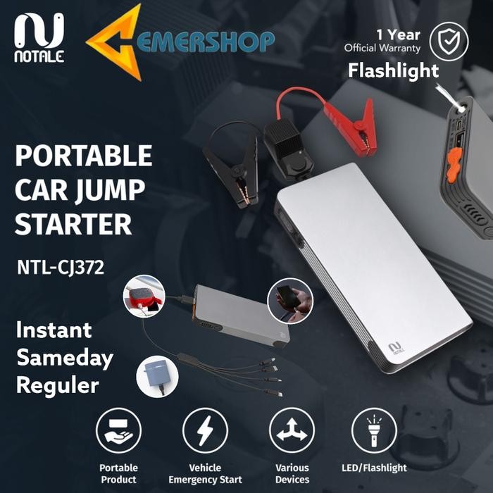 NOTALE CAR JUMPER STARTER POWERBANK 12000MAH CHARGER AKI MOBIL MOTOR