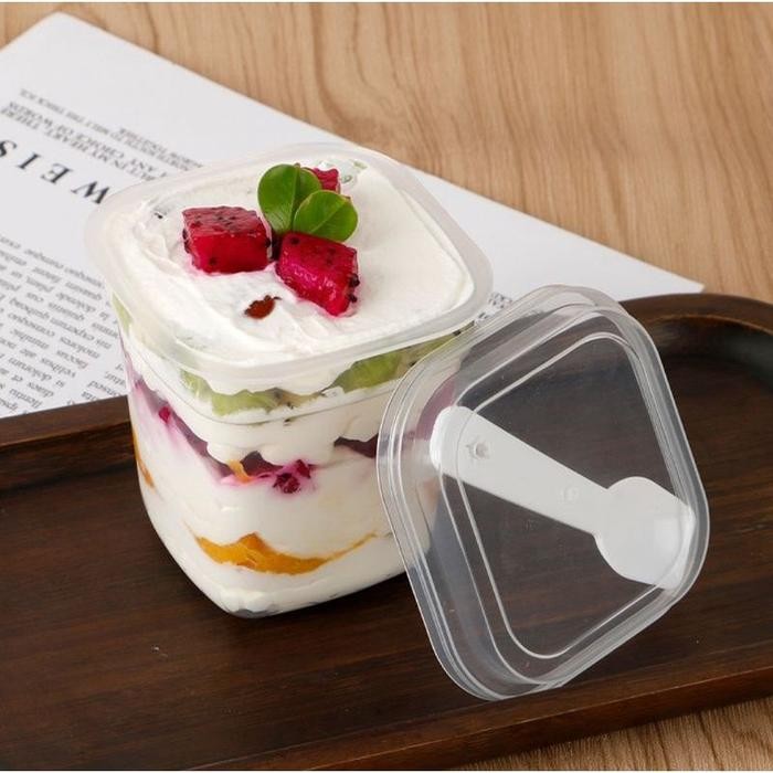 

Promo Cup Dessert Kotak + Sendok Isi 10Pcs / Gelas Puding Dan Sendok / Cup Puding Plastik Terlaris