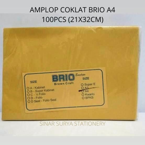 

AMPLOP COKLAT BRIO A4 KODE 1162