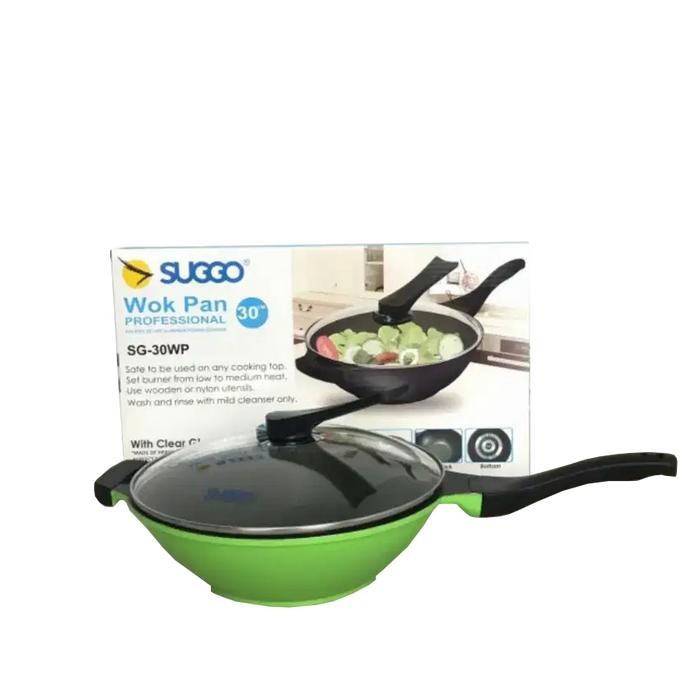 Sg-32Wp Wok Pan Suggo 32Cm Panci Wok Pan Tutup Kaca Premium Quality Gratisongkir