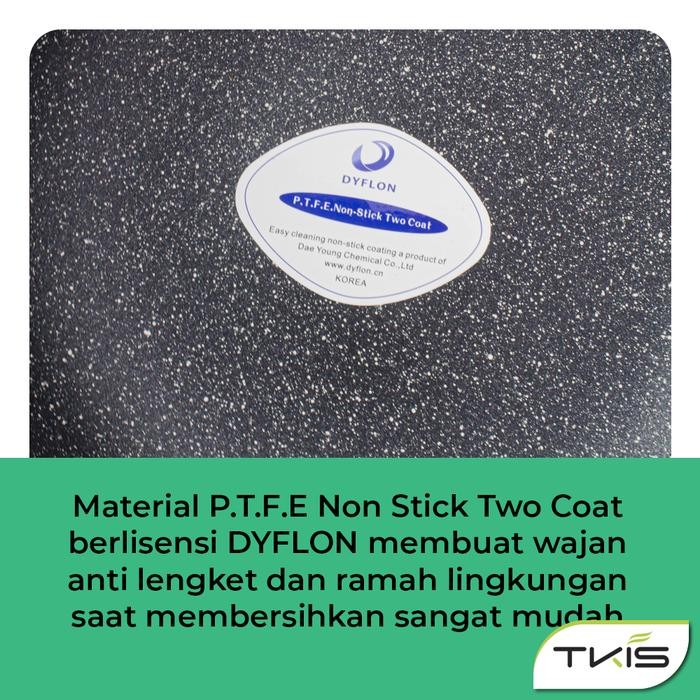 Tkis Wajan 24Cm Tutup Kaca Gagang Kayu Wajan Anti Lengket Dyflon Gratisongkir