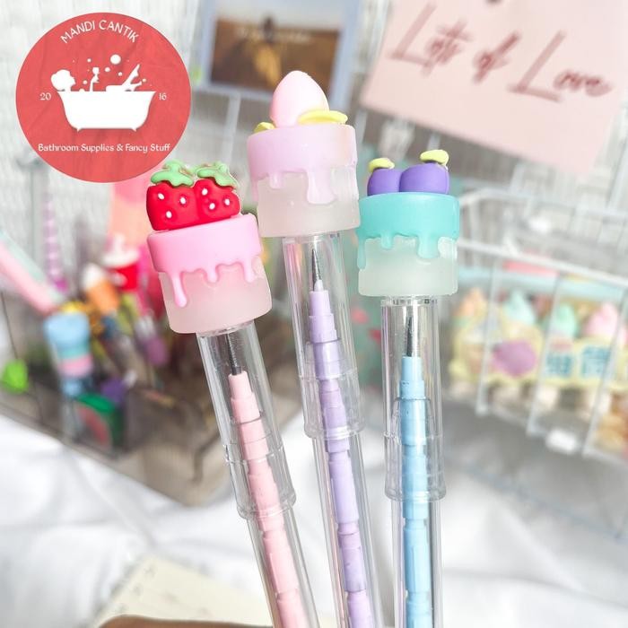 

READY Pensil bentuk Kue Buah Warna pastel Stationery Stationery