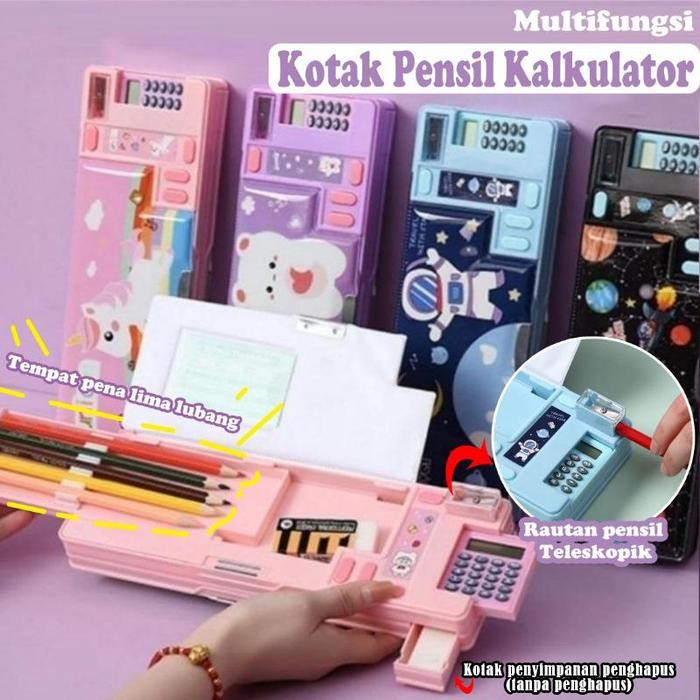 

Kotak Pensil Kalkulator Dua Lapis Multifungsi Kotak Penyimpanan Alat Tulis Pop-Up Kapasitas Besar