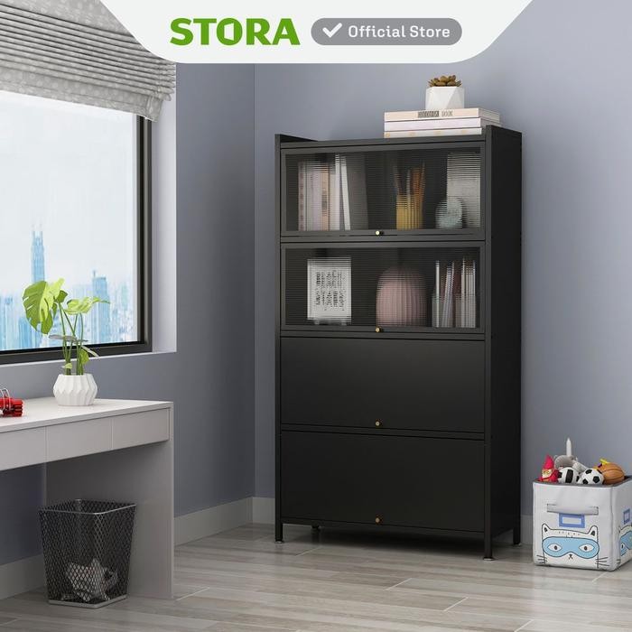 

NEW! STORA KABINET KANTOR METAL 5 TINGKAT DENGAN 4 PINTU - HITAM