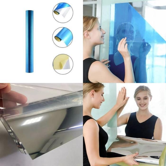 Stiker Kaca Cermin L122CmxP50Cm Asli 100% Cermin Tidak Tembus Pandang