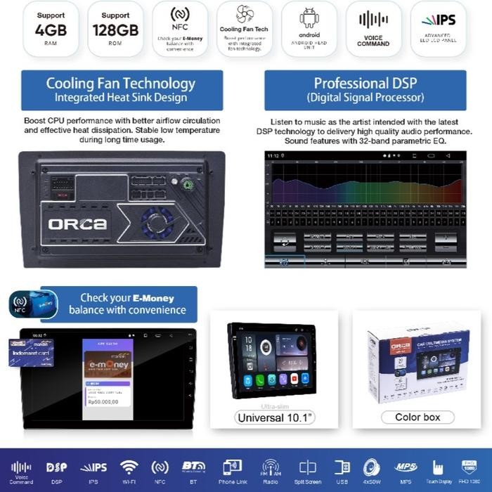 Terbaru Head Unit Orca 9 Inch Android Orca Ram 4 Gb + 128 Gb Rom Android Orca Original