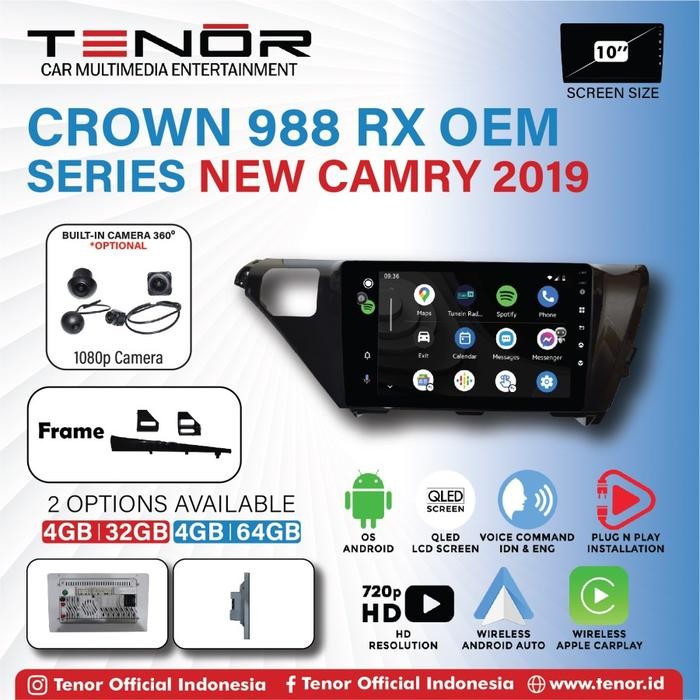 Terbaru Tenor Head Unit Android Crown 988 Rx Oem Series For New Camry 2019 Best Seller