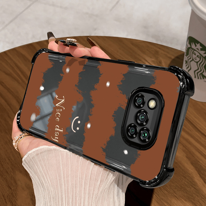 Casing Hp untuk Xiaomi POCO X3 POCO X3 NFC POCO X3 Pro Case Kasing Smiley Glitter Perlindungan airba