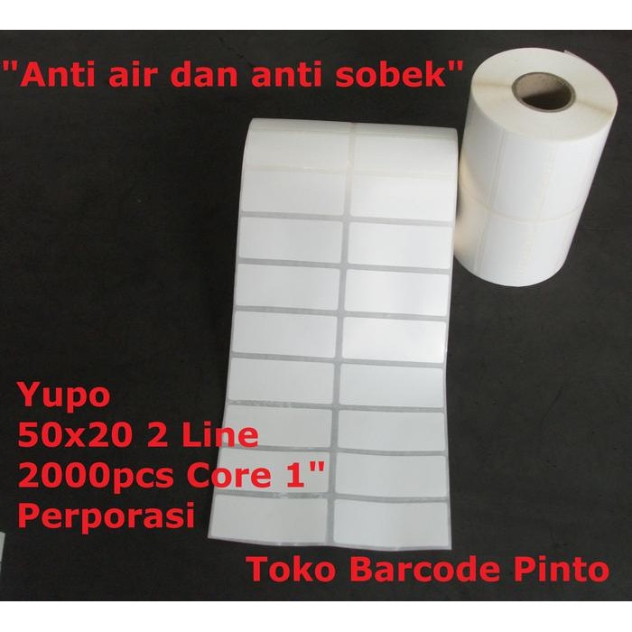 

Yupo 50x20mm 2Line 2000p Gap3mm Core 1" Perforasi Label Stiker Barcode