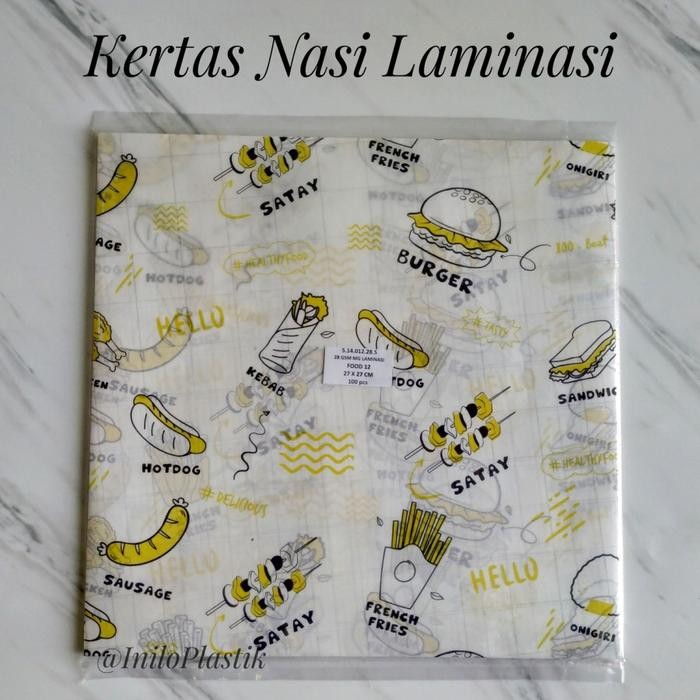 Kertas Nasi Laminasi 27 x 27 cm Motif Printing Anti Lengket