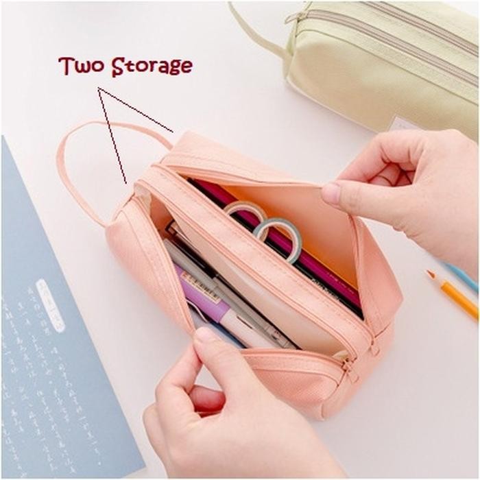 

BEST SELLER [PENCIL BAG] TWO STORAGE with STRIPE design / Kotak Pensil 2 kantong
