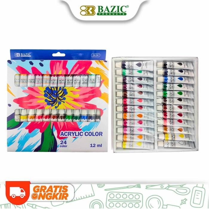 

Bazic Acrylic Paint Set 24 Colours 12ml - Cat Akrilik