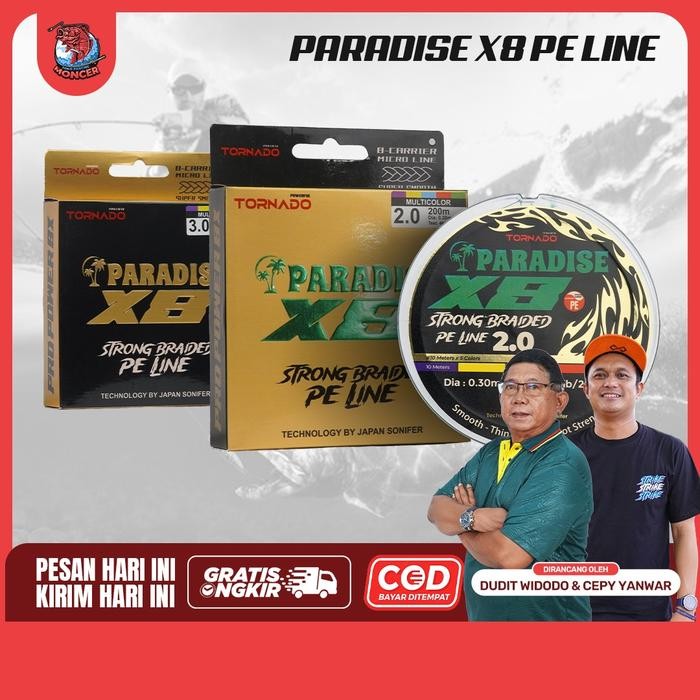 SENAR PE PARADISE X8 200M 300M SENAR MANCING LAUT Pancing senar untuk Joran Reel Senar Kuat Mancing