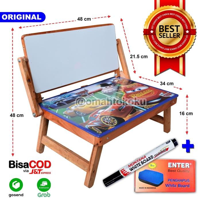 

[Lengkap] Meja Belajar Anak Lipat Karakter Whiteboard + Spidol Hapusan