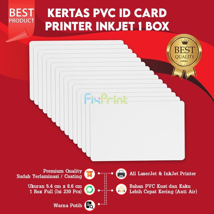 

BUNDLING PVC XANTRI Bahan ID Card Printer Inkjet 1 Box / 230 pcs PVC Paper Instant 5.4 X 8.6 Cm
