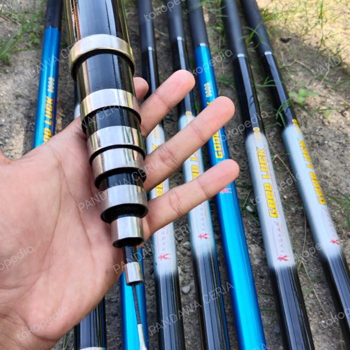 Joran Tegek Ikan Gabus Kaku Solid 10, 9, 8, 7 Meter, Tegek Bendera 12M Terbatas