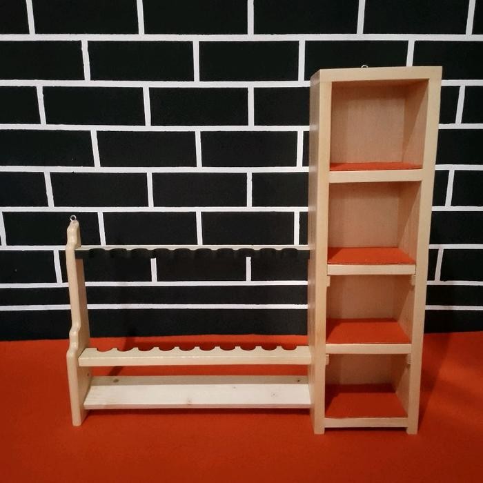 RAK JORAN / PANCING 4 KOTAK + KOTAKAN LEMARI TEMPAT PENYIMPANAN ESSEN,KAIL,REEL DLL JATI BELANDA