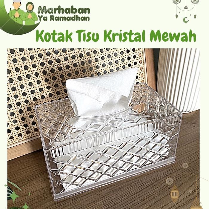 KOTAK TISU KRISTAL MEWAH BESAR TEMPAT PENYIMPANAN TISU