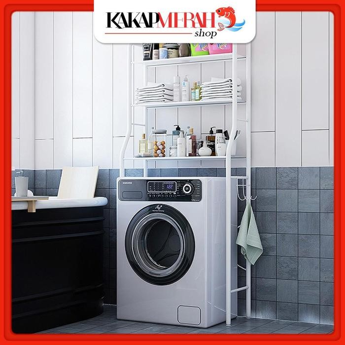 Rak Mesin Cuci Besi Susun Tempat Sabun Detergen Lemari Organizer Laundry Serbaa