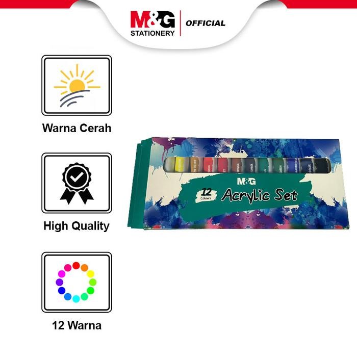 

M&G Acrylic Set waterproof /tidak luntur/ Tidak Mengandung Racun/Cat Akrilik Anak 12/24/36 Per Set