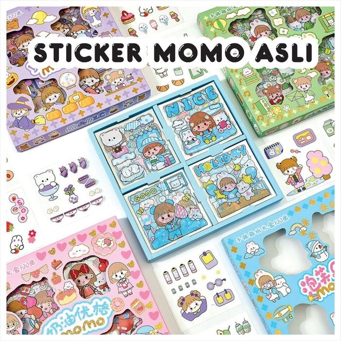 

Sticker Korea Momo Stiker Waterproof Dapat Box isi 100 Lembar Tumbler Estetik