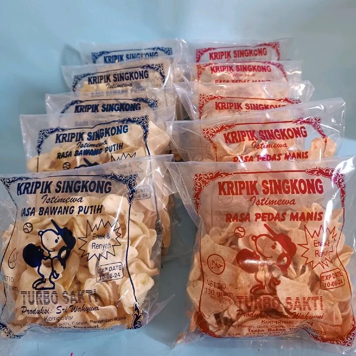 

DISKON Paket 1B (Isi 10 BKS) Keripik Singkong Khas Mng Sumenep ra Cemilan/Makanan Ringan/Snack Rasa