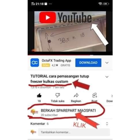 FARHANFARHANSTORE TUTUP FREEZER SEGALA MERK KULKAS TOSHIBA LG SHARP SAMSUNG SANYO AQUA D