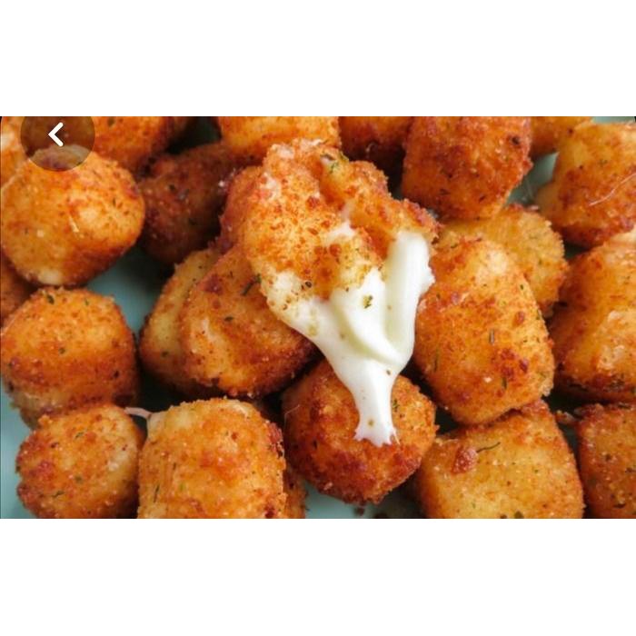 

Ger frozen Fried Cheesy Mozarella Cubes Mozarella dilapis tepung beku
