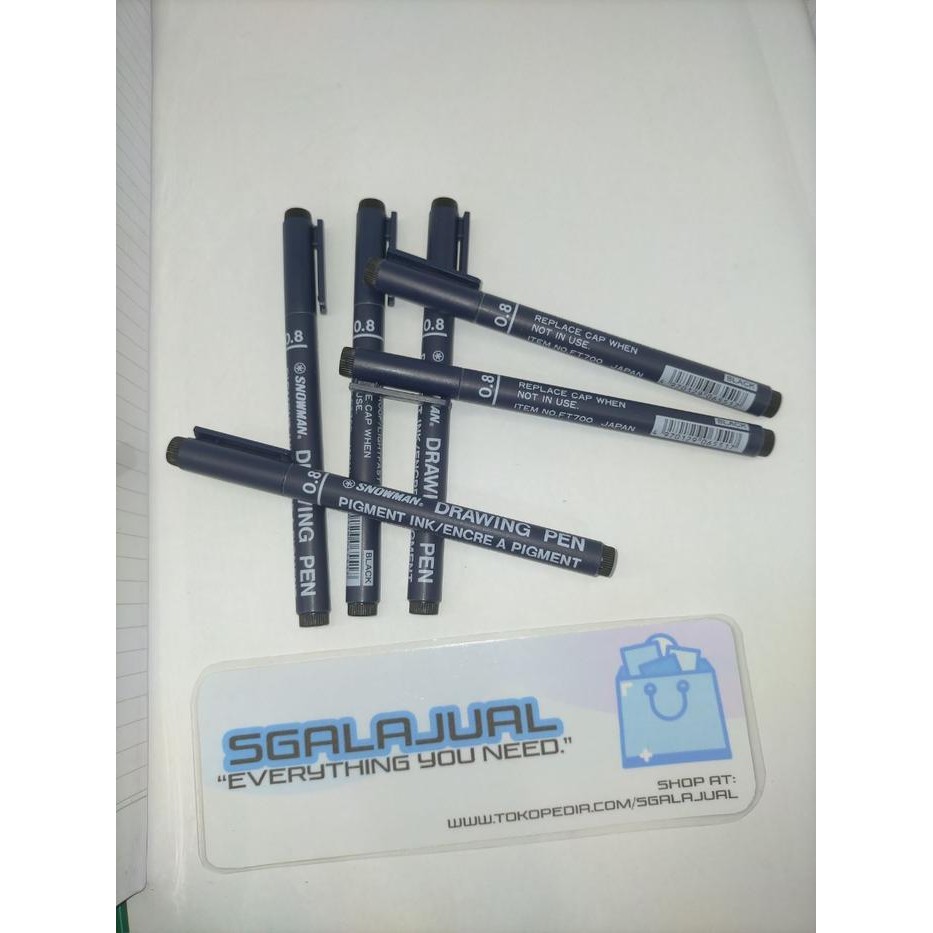 

Drawing Pen 0.8 Black / Hitam Snowman 12 Buah / 1 Lusin Gratisongkir