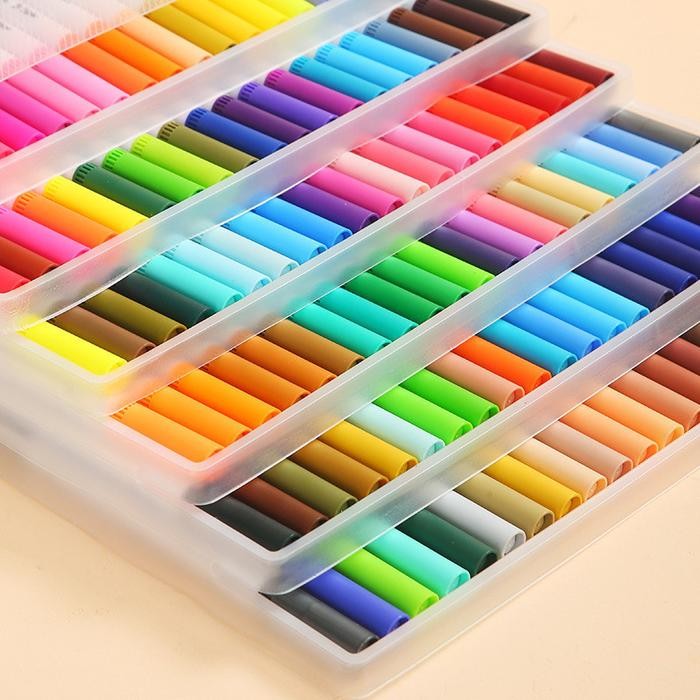 

Spidol Warna Set 12/36/60/100/120 Spidol Brush Pen 2 Tips Spidol Set Marker Drawing Pen Gratisongkir