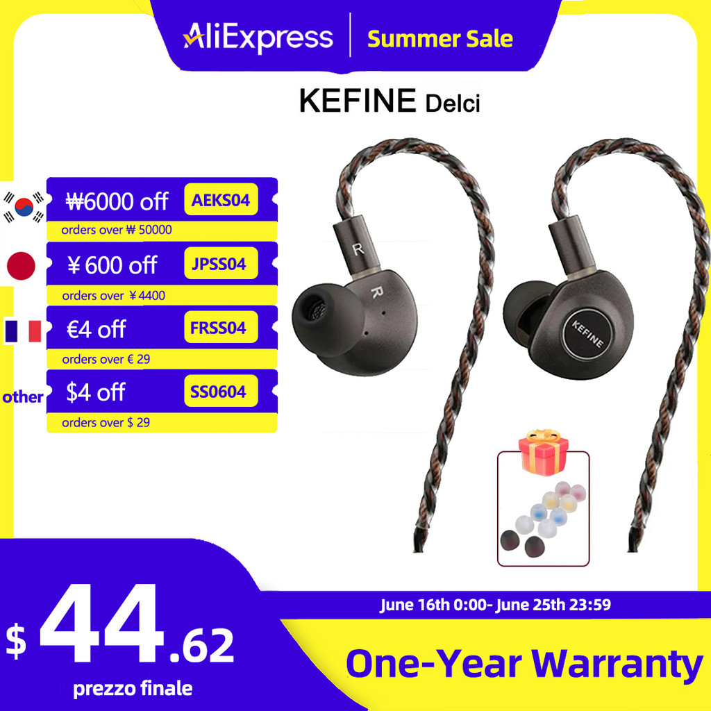 KEFINE Delci 10mm DLC+PU Diaphragm Dynamic Driver Hifi Wired IEM Earphones with CNC Metal &