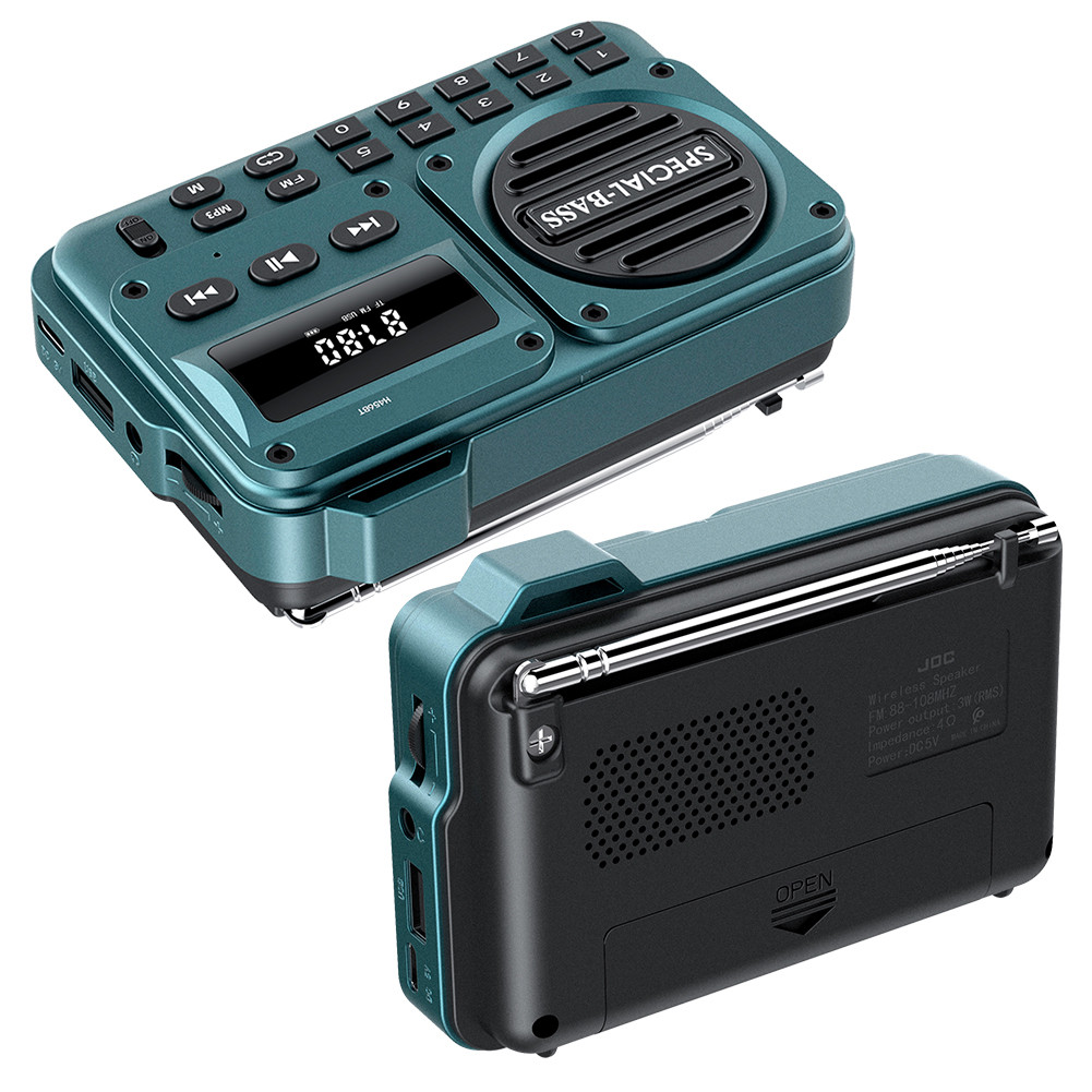 Portable Digital FM Radio Rechargeable Digital Radio Recorder with LED Display BT 5.4 Radio Speaker
