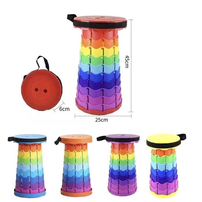 DELI CHAIR RAINBOW / KURSI BULAT / KURSI PORTABLE / KURSI LIPAT / KURSI TRAVELING SHENAR Plastik/
